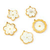 Bild von Umweltfreundliche PVD-Vakuumbeschichtung 304 Edelstahl & Natürliche Muschel Charms 18K Echtgold plattiert Weiß Blumen