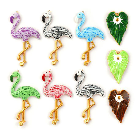 Image de 1 Pièce Pendentifs en 304 Acier Inoxydable Revêtement sous Vide PVD Respectueux de l'Environnement Plaqué Or Véritable 18K Émail Perlaire 4.4cm x 2.9cm