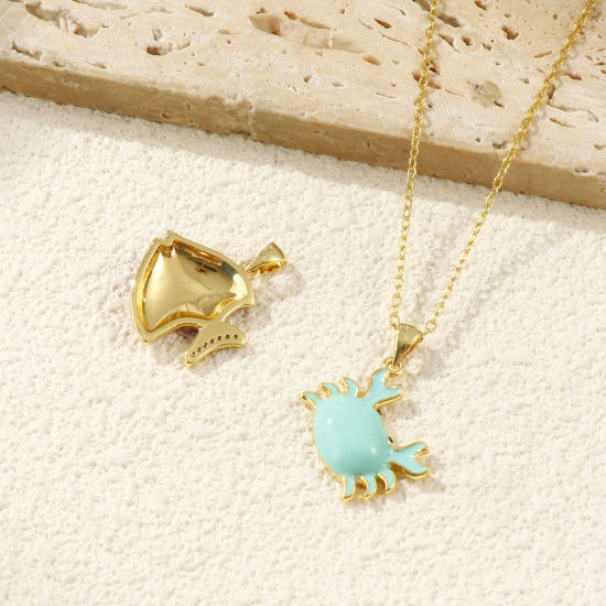 Bild von 2 PCs Eco-friendly Brass Ocean Jewelry Pendants 18K Real Gold Plated Enamel