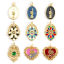 Picture of Eco-friendly Brass Charms 18K Real Gold Plated Hamsa Symbol Hand Heart Enamel