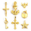 Изображение 1 ШТ Экологичный Латунь Подвески 18K настоящее золото с покрытием Якорь Крест