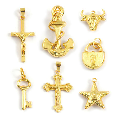 1 ШТ Экологичный Латунь Подвески 18K настоящее золото с покрытием Якорь Крест