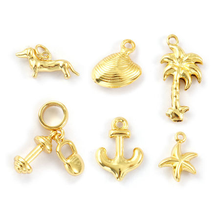 2 ШТ Экологичный Латунь Подвески 18K настоящее золото с покрытием Собака Якорь