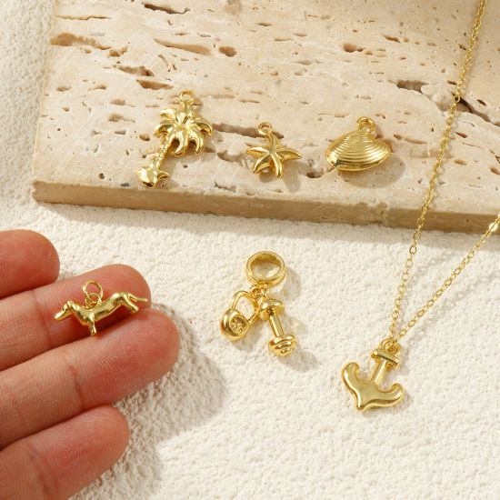 Picture of 2 PCs Eco-friendly Brass Charms 18K Real Gold Plated
