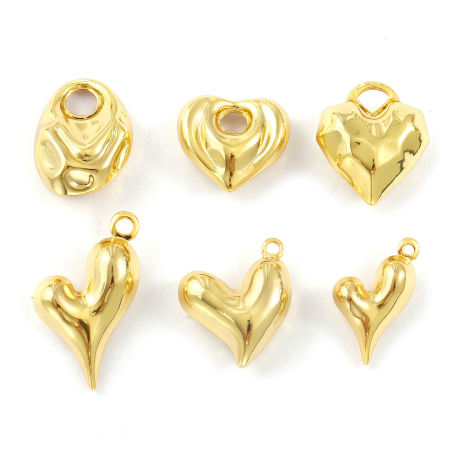 Eco-friendly Brass Valentine's Day Charms 18K Real Gold Plated Heart
