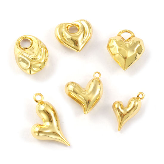 Immagine di 2 Pz Ecologico Ottone San Valentino Ciondoli 18K Vero Oro Placcato Cuore