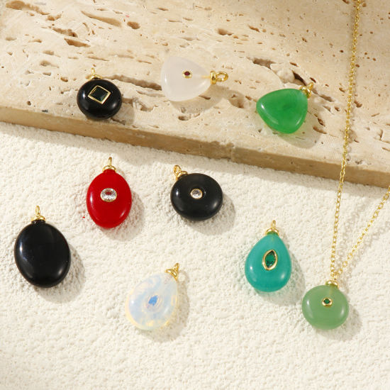 Immagine di 1 Piece Eco-friendly Brass & Gemstone Geometric Charms 18K Real Gold Plated