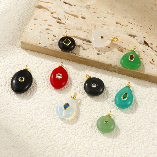 Immagine di 1 Piece Eco-friendly Brass & Gemstone Geometric Charms 18K Real Gold Plated