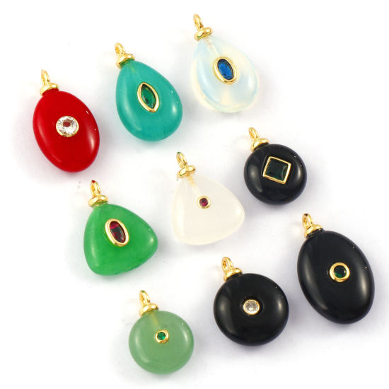 Immagine di 1 Piece Eco-friendly Brass & Gemstone Geometric Charms 18K Real Gold Plated