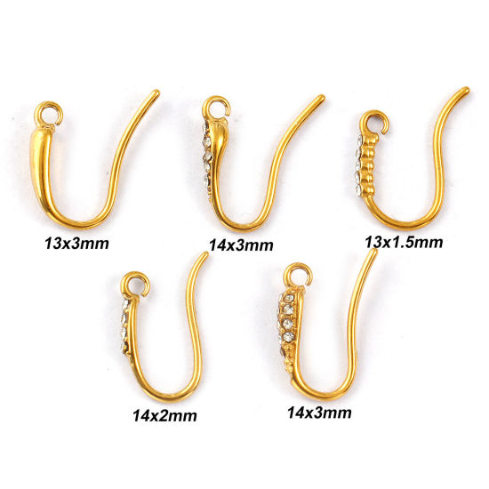 Picture of Eco-friendly PVD Vacuum Plating 304 Stainless Steel Exquisite Ear Wire Hooks Earrings For DIY Jewelry Making Accessories 18K Real Gold Plated With Open Loop