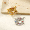 Picture of Eco-friendly PVD Vacuum Plating 304 Stainless Steel Galaxy Pendants 18K Real Gold Plated Planet Hollow Multicolor Rhinestone 4cm x 3.2cm