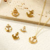 Picture of 2 PCs Eco-friendly PVD Vacuum Plating 304 Stainless Steel Charms 18K Real Gold Plated Anchor Micro Pave Clear Rhinestone