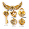 Picture of 2 PCs Eco-friendly PVD Vacuum Plating 304 Stainless Steel Valentine's Day Charms 18K Real Gold Plated Micro Pave Clear Rhinestone