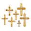 Picture of Eco-friendly PVD Vacuum Plating 304 Stainless Steel Religious Charms 18K Real Gold Plated Cross Clear Rhinestone