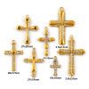 Picture of Eco-friendly PVD Vacuum Plating 304 Stainless Steel Religious Charms 18K Real Gold Plated Cross Clear Rhinestone