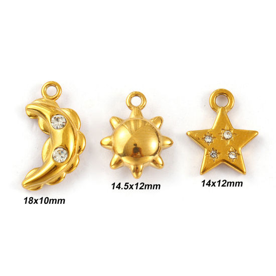 Picture of 2 PCs Eco-friendly PVD Vacuum Plating 304 Stainless Steel Galaxy Charms 18K Real Gold Plated