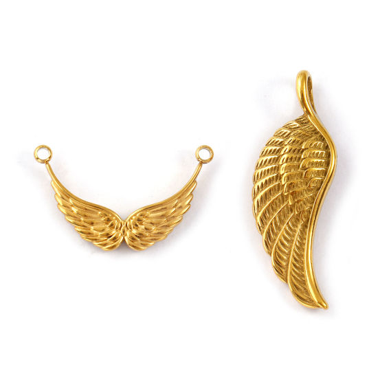 Picture of Eco-friendly PVD Vacuum Plating 304 Stainless Steel Pendants 18K Real Gold Plated Wing