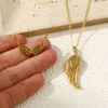 Picture of 2 PCs Eco-friendly PVD Vacuum Plating 304 Stainless Steel Pendants 18K Real Gold Plated Wing