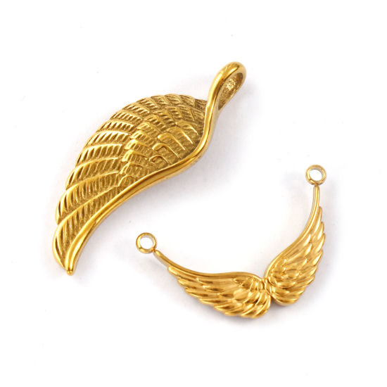 Picture of Eco-friendly PVD Vacuum Plating 304 Stainless Steel Pendants 18K Real Gold Plated Wing