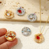 Bild von Eco-friendly Brass & Cubic Zirconia Charms Real Gold Plated Round Micro Pave