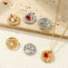 Bild von Eco-friendly Brass & Cubic Zirconia Charms Real Gold Plated Round Micro Pave