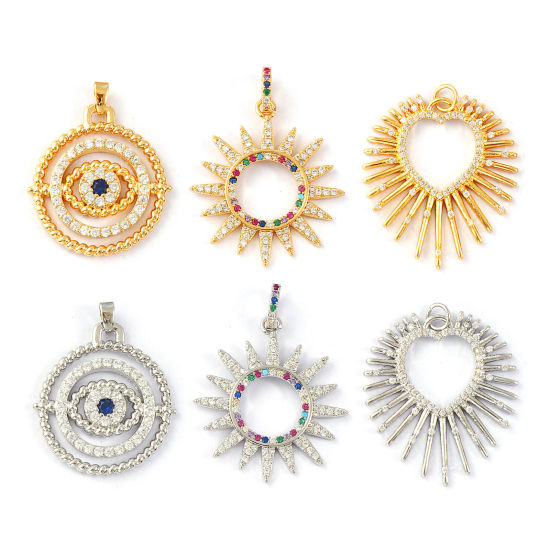 Picture of Eco-friendly Brass & Cubic Zirconia Charms Real Gold Plated Micro Pave