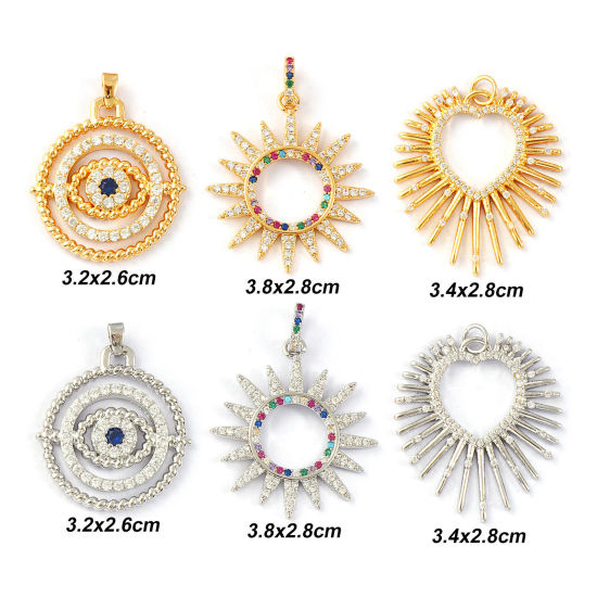 Picture of Eco-friendly Brass & Cubic Zirconia Charms Real Gold Plated Micro Pave