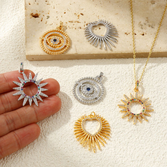 Picture of Eco-friendly Brass & Cubic Zirconia Charms Real Gold Plated Micro Pave