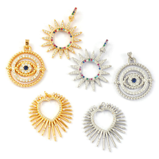 Picture of Eco-friendly Brass & Cubic Zirconia Charms Real Gold Plated Micro Pave