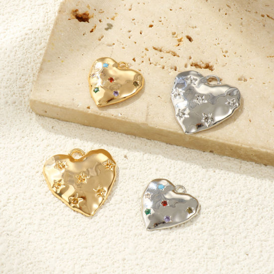 Picture of Eco-friendly Brass Valentine's Day Charms Real Gold Plated Heart