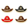 Изображение 1 Piece Brass Clothes Pendants 18K Gold Plated Enamel Bullfighter Hat Micro Pave Clear Cubic Zirconia 3.3cm x 2cm