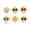 Изображение 2 PCs Brass & Cubic Zirconia Valentine's Day Charms 18K Gold Plated Heart 11mm x 10mm