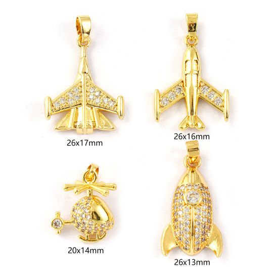 Изображение 2 PCs Eco-friendly Brass Charm Pendant 18K Real Gold Plated Micro Pave Clear Cubic Zirconia