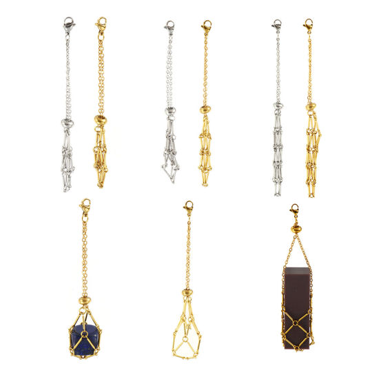 Picture of 1 Piece Eco-friendly 304 Stainless Steel Stylish Empty Stone Holder Cage Necklace Silver Tone Adjustable