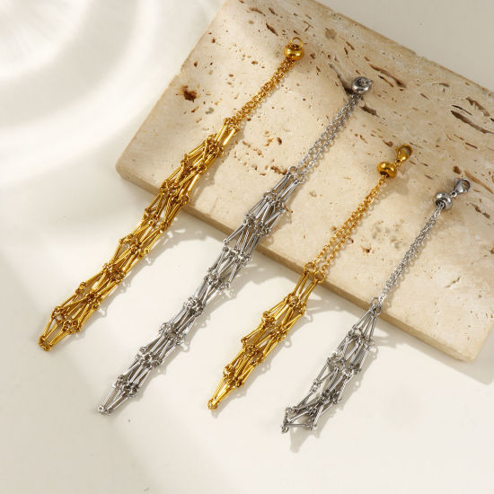 Immagine di 1 Piece Eco-friendly 304 Stainless Steel Stylish Empty Lipstick Holder Cage Necklace Silver Tone Adjustable