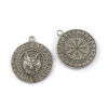 Изображение 1 ШТ Экологичный 304 Нержавеющая Сталь Богемный стиль Подвески Античное Серебро Круглые Диск Двухсторонний