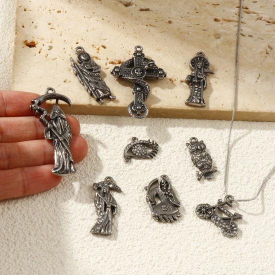 Immagine di 1 Pz Ecologico 304 Acciaio Inossidabile Ciondoli Argento Antico