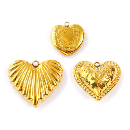 1 ШТ Экологичное вакуумное PVD-покрытие 304 Нержавеющая Сталь День святого Валентина Подвески 18K настоящее золото с покрытием Сердце