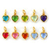 Picture of Eco-friendly Brass & Glass Valentine's Day Charms 18K Real Gold Plated Heart Mini 12mm x 7mm