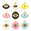 Picture of Eco-friendly Brass & Cubic Zirconia Charms 18K Real Gold Plated Enamel Evil Eye