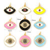 Picture of Eco-friendly Brass & Cubic Zirconia Charms 18K Real Gold Plated Enamel Evil Eye