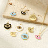 Picture of Eco-friendly Brass & Cubic Zirconia Charms 18K Real Gold Plated Enamel Evil Eye