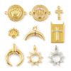 Picture of Eco-friendly Brass Charms Real Gold Plated Crown Cross