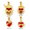 Picture of Eco-friendly Brass Religious Charm Pendant 18K Real Gold Plated Ex Voto Heart Red Cubic Zirconia