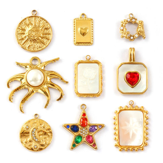 Изображение 1 Piece Eco-friendly PVD Vacuum Plating 304 Stainless Steel Charms 18K Real Gold Plated