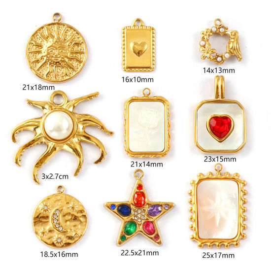 Изображение 1 Piece Eco-friendly PVD Vacuum Plating 304 Stainless Steel Charms 18K Real Gold Plated