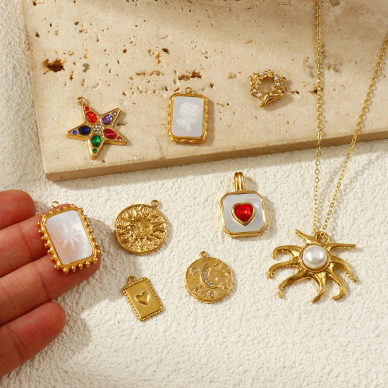 Изображение 1 Piece Eco-friendly PVD Vacuum Plating 304 Stainless Steel Charms 18K Real Gold Plated