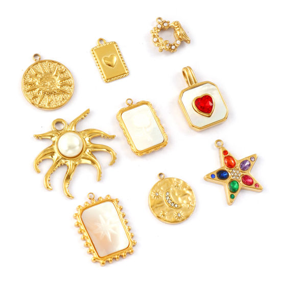 Изображение 1 Piece Eco-friendly PVD Vacuum Plating 304 Stainless Steel Charms 18K Real Gold Plated