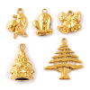 Picture of 1 Piece Eco-friendly PVD Vacuum Plating 304 Stainless Steel Christmas Charms 18K Real Gold Plated