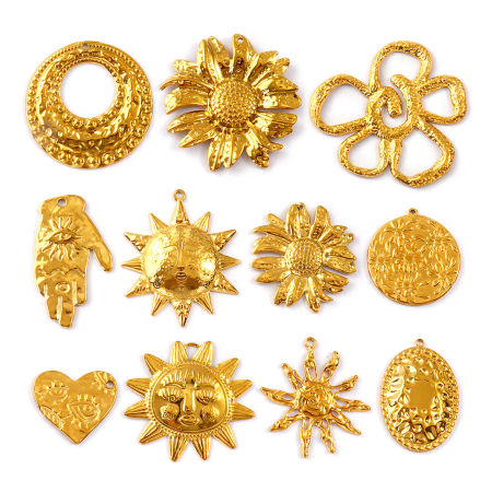 2 PCs Eco-friendly PVD Vacuum Plating 304 Stainless Steel Charms 18K Real Gold Plated